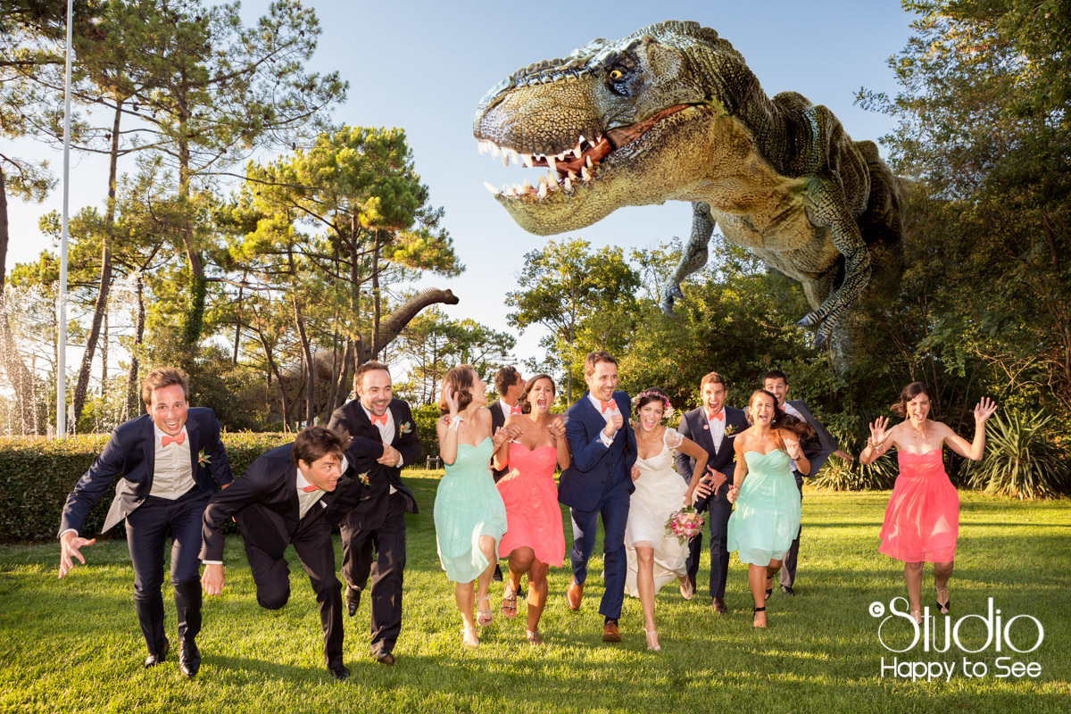 mariage T-Rex au tir au vol arcachon wedding geek dinosaure