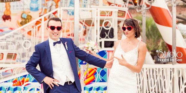 mariage colore Toulouse grande roue bord de Garonne