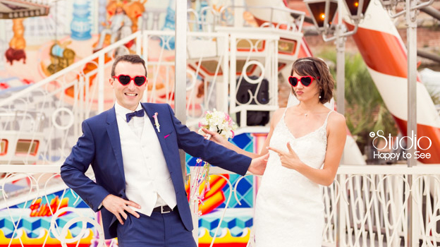 mariage colore Toulouse grande roue bord de Garonne