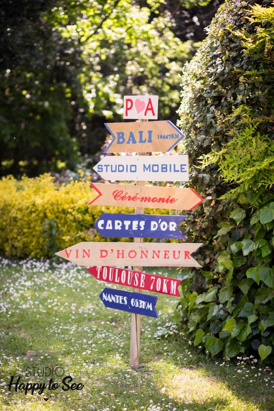 decoration mariage vintage bleu blanc rouge